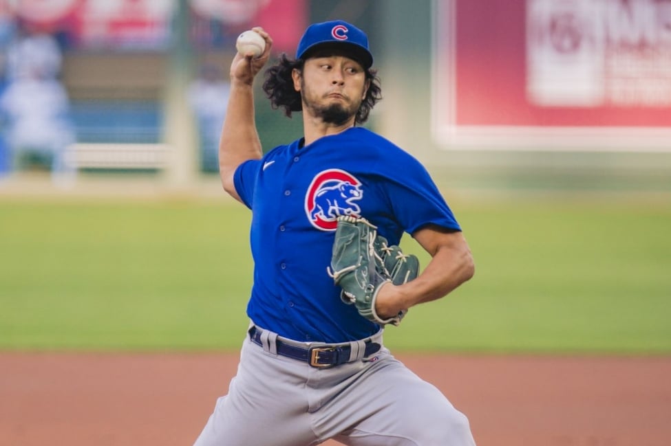 Cubs starter Yu Darvish pitches against the Royals