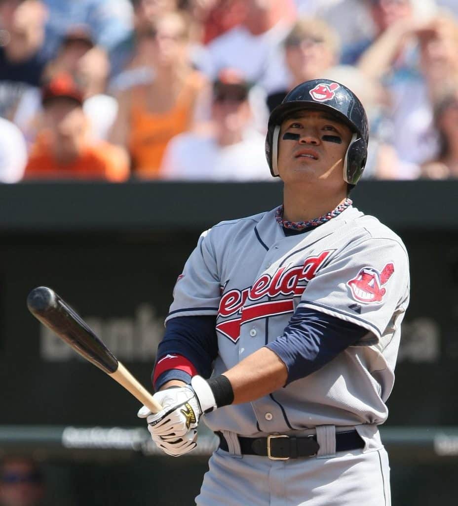 Shin-Soo Choo bats with the Cleveland Indians in 2009. With his prowess with the bat, Choo makes our list of some of the best Korean MLB Players. Photo taken from Wikimedia Commons