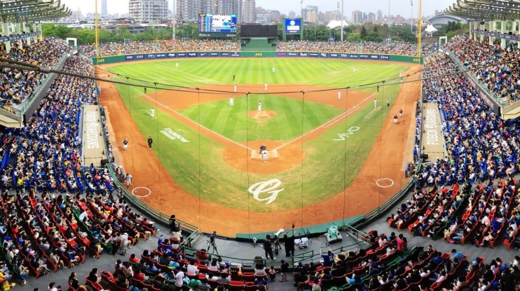 Xinzhuang Baseball Stadium in 2018. The infield net, recognized as "invisible" by many, allows this to be one of the best parks to see the game, along with some of the more modern features in recent history. Photo taken from Wikimedia Commons