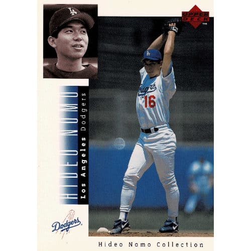 Hideo Nomo baseball card 1995 Topps #40T Rookie (Los Angeles Dodgers)