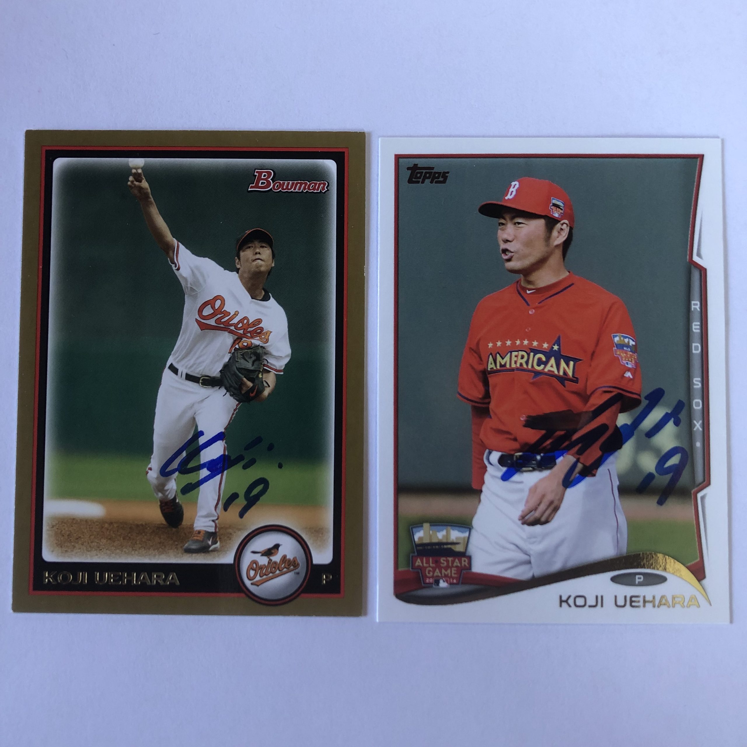 Koji Uehara Signed MLB Trading Cards (two variations)