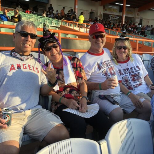 Pam and Steve Ikeda, Bruce and Mary Stambaugh at Estadio Francisco Micheli