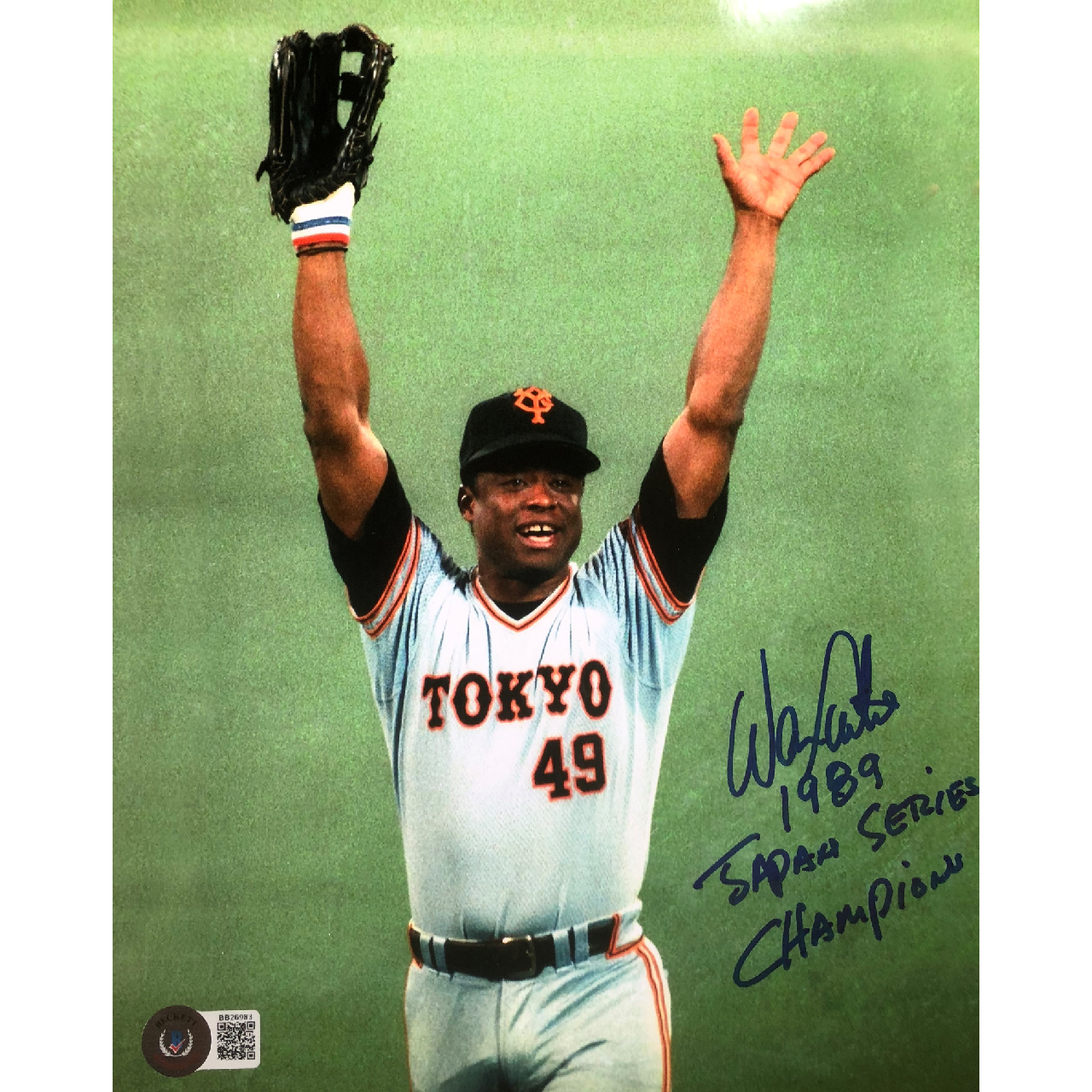 Warren Cromartie Signed Yomiuri Giants Photo w/ 1989 Japan Series Champs  - JapanBall