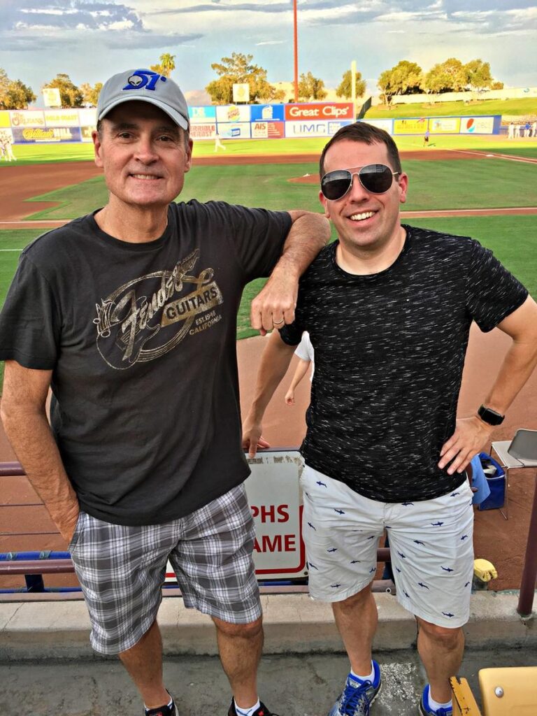 Tom and Dan at a Las Vegas 51s game.